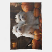 Coton De Tulear Puppy Herfst Delight Pompoen Theedoek (Verticaal)
