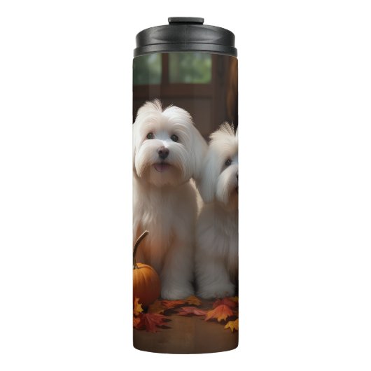 Coton De Tulear Puppy Herfst Delight Pompoen Thermosbeker (Voorkant)