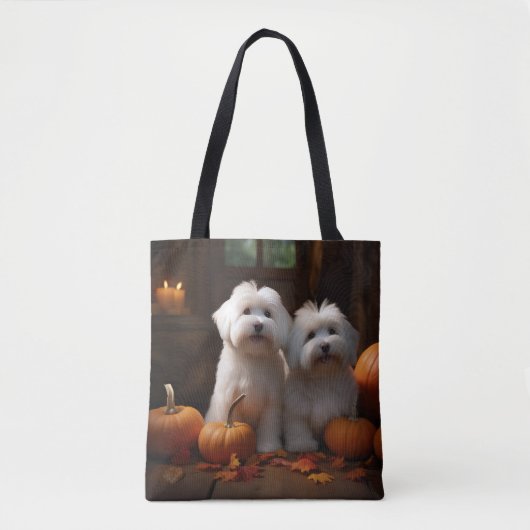 Coton De Tulear Puppy Herfst Delight Pompoen Tote Bag (Voorkant)