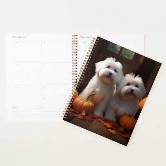 Coton De Tulear Puppy Herfst Plezier Pompoen Planner (Display)