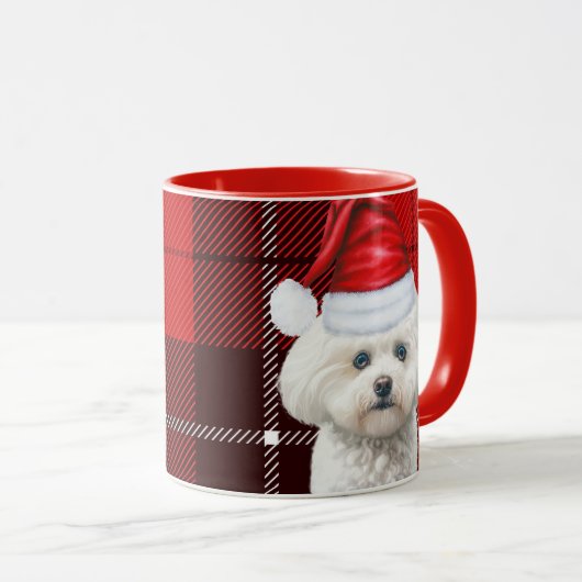 Coton de Tulear Red Holiday Plaid Christmas Mok (Voorkant rechts)
