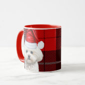 Coton de Tulear Red Holiday Plaid Christmas Mok (Voorkant links)