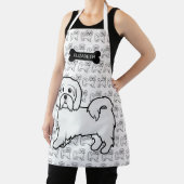 Coton de Tulear Schattige Cartoon Hond & Naam Schort (Insitu)