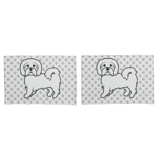 Coton De Tulear Schattige Cartoonhond Illustratie Kussensloop (Voorkant-Set)