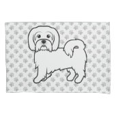 Coton De Tulear Schattige Cartoonhond Illustratie Kussensloop (Voorkant-Links)