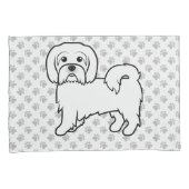 Coton De Tulear Schattige Cartoonhond Illustratie Kussensloop (Voorkant-Rechts)