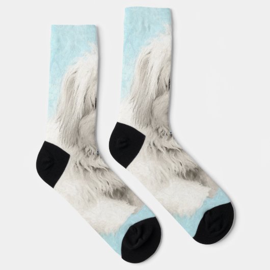 Coton de Tulear Schilderij - Lieve Originele Hond  Sokken (Rechts)