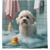 Coton De Tulear Sloppy Sleepy Schattige Funny Douchegordijn (Voorkant)