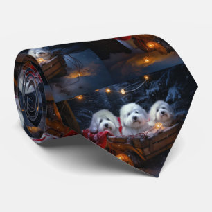 Coton De Tulear Sneeuw slee Christmas decoratie Stropdas