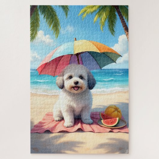 Coton de Tulear strand relax scène Legpuzzel (Verticaal)