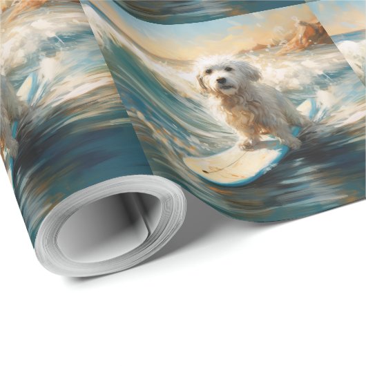 Coton De Tulear Strand Surfen Schilderen Cadeaupapier (Rol Hoek)