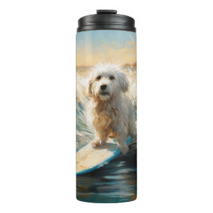 Coton De Tulear Strand Surfen Schilderen Thermosbeker
