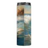 Coton De Tulear Strand Surfen Schilderen Thermosbeker (Achterkant)