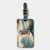 Coton De Tulear Strand Surfen Schilderij Bagagelabel (Voorkant verticaal)