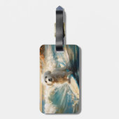 Coton De Tulear Strand Surfen Schilderij Bagagelabel (Achterkant verticaal)