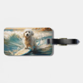 Coton De Tulear Strand Surfen Schilderij Bagagelabel (Achterkant horizontaal)