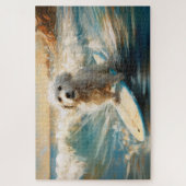 Coton De Tulear Strand Surfen Schilderij Legpuzzel (Verticaal)