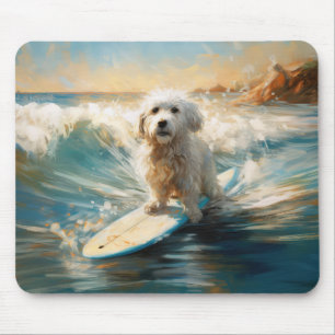 Coton De Tulear Strand Surfen Schilderij Muismat