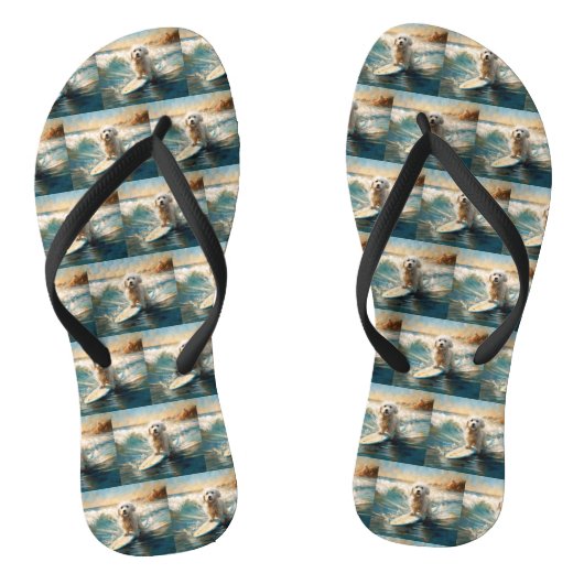 Coton De Tulear Strand Surfen Schilderij Teenslippers (Voetbed)