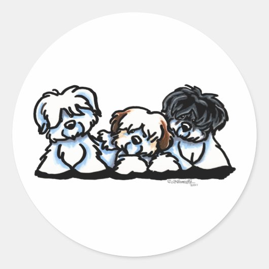 Coton De Tulear Trio Ronde Sticker (Voorkant)