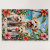 Coton de Tulear Tropische Tuin Kunst Legpuzzel (Horizontaal)