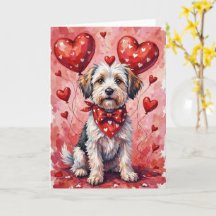 Coton de Tulear Valentijnsdag Hond Zit met Harten Kaart