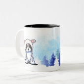 Coton de Tulear Winter Tweekleurige Koffiemok (Voorkant links)