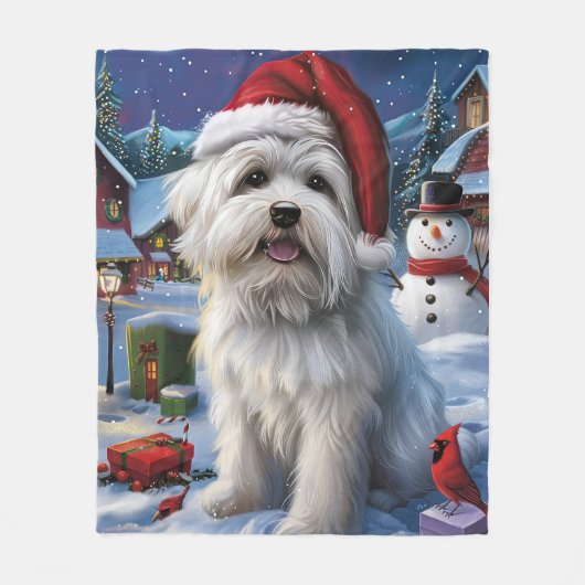 Coton De Tulear Winter Wonderland Kerstvreugde Fleece Deken (Voorkant)