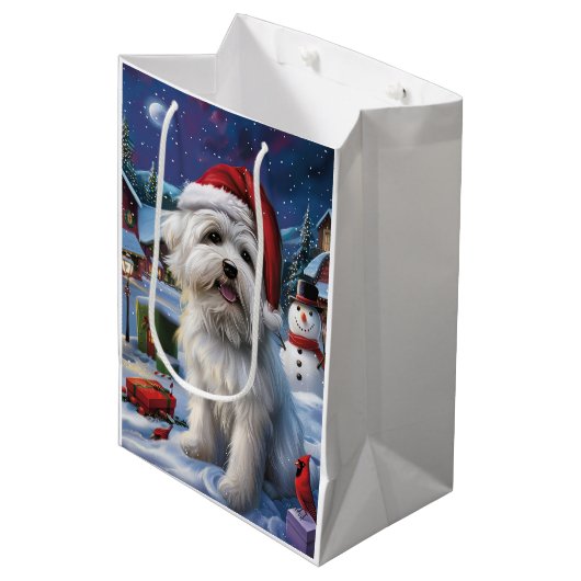 Coton De Tulear Winter Wonderland Kerstvreugde Medium Cadeauzakje (Voorkant Gekanteld)