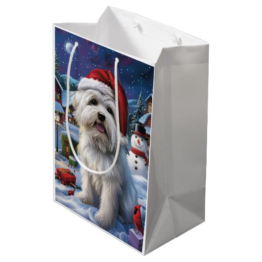 Coton De Tulear Winter Wonderland Kerstvreugde Medium Cadeauzakje (Achterkant Gekanteld)