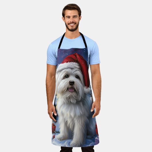 Coton De Tulear Winter Wonderland Kerstvreugde Schort (Gedragen)