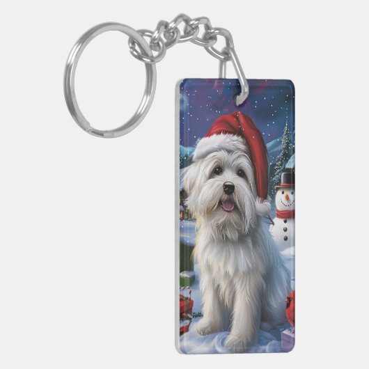 Coton De Tulear Winter Wonderland Kerstvreugde Sleutelhanger (Voorkant Links)