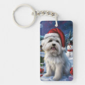 Coton De Tulear Winter Wonderland Kerstvreugde Sleutelhanger (Voorkant)