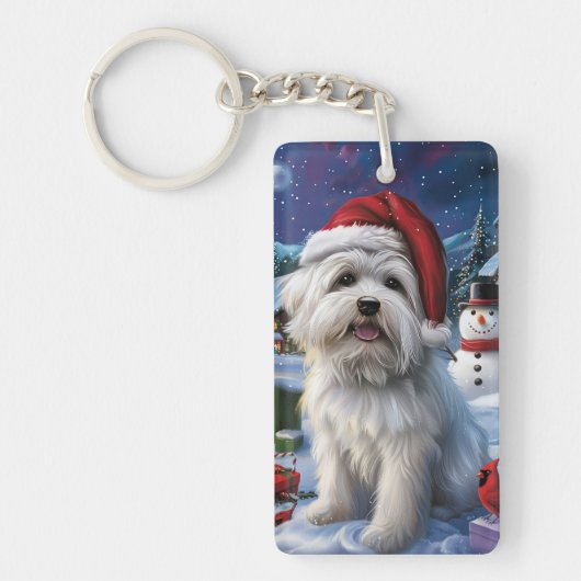 Coton De Tulear Winter Wonderland Kerstvreugde Sleutelhanger (Voorkant)