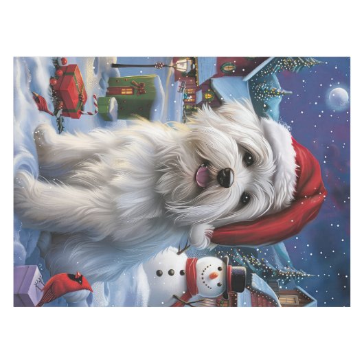Coton De Tulear Winter Wonderland Kerstvreugde Tafelkleed (Voorkant (Horizontaal))
