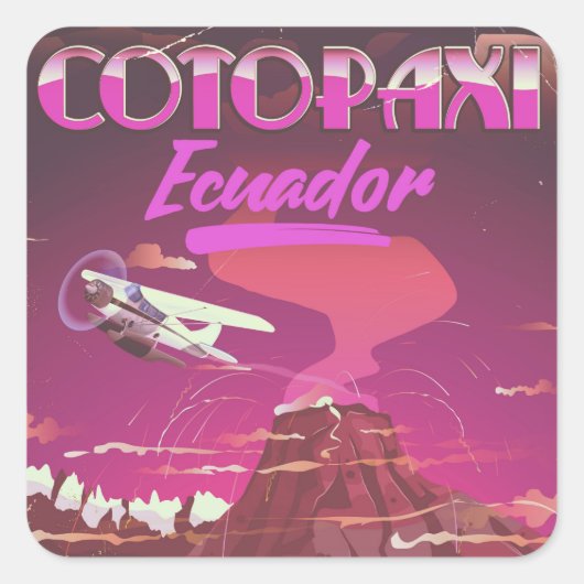 Cotopaxi, Ecuador AIR MAIL-reisposter Vierkante Sticker (Voorkant)