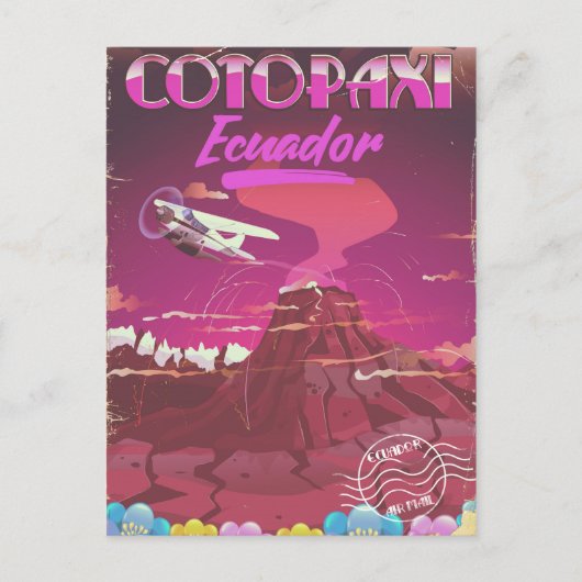 Cotopaxi, Ecuador Luchtpost reisposter Briefkaart (Voorkant)