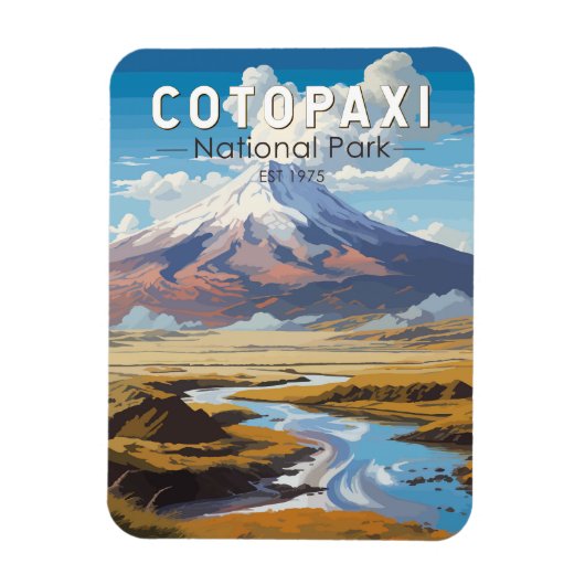 Cotopaxi Nationaal Park Ecuador Reiskunst Vintage Magneet (Verticaal)