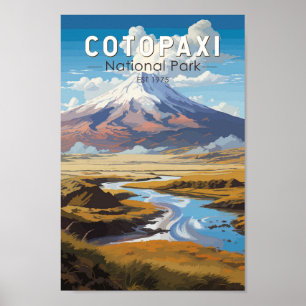Cotopaxi Nationaal Park Ecuador Reiskunst Vintage Poster