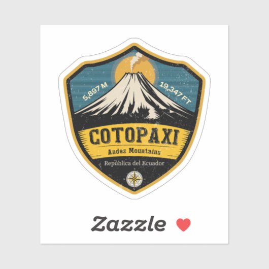 Cotopaxi Volcano Ecuador National Park Badge Sticker (Vel)