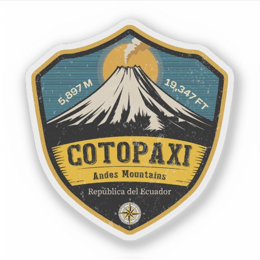 Cotopaxi Volcano Ecuador National Park Badge Sticker (Voorkant)