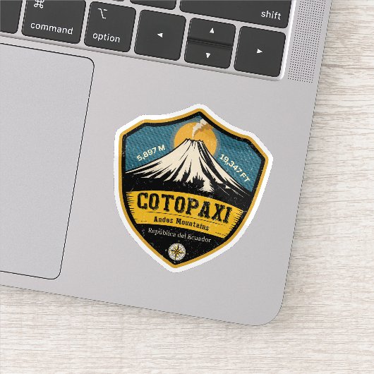 Cotopaxi Volcano Ecuador National Park Badge Sticker (Detail)