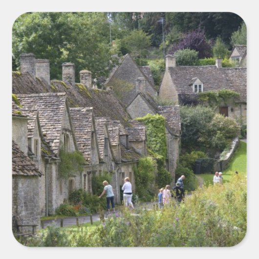 Cotswold stenen cottages in het dorp van vierkante sticker (Voorkant)