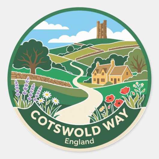Cotswold Way Engeland Ronde Sticker (Voorkant)