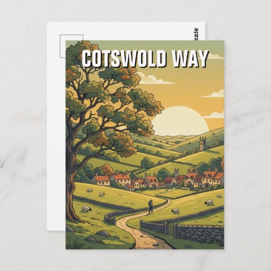 Cotswold Way Verenigd Koninkrijk Reizen Briefkaart (Voorkant / Achterkant)