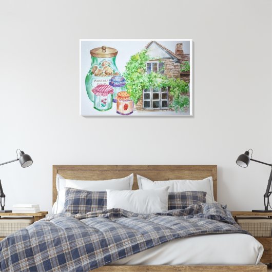 Cotswolds Aquarel Schilderij Canvas Print (Insitu (Slaapkamer))