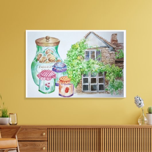 Cotswolds Aquarel Schilderij Canvas Print (Insitu (Woonkamer))