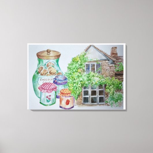 Cotswolds Aquarel Schilderij Canvas Print (Voorkant)
