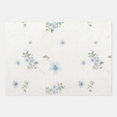 Cotswolds Blauwe Winter Bloemen Faux Handgemaakt Inpakpapier Vel (Voorkant 3)