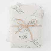 Cotswolds Blauwe Winter Bloemen Faux Handgemaakt Inpakpapier Vel (In situ)